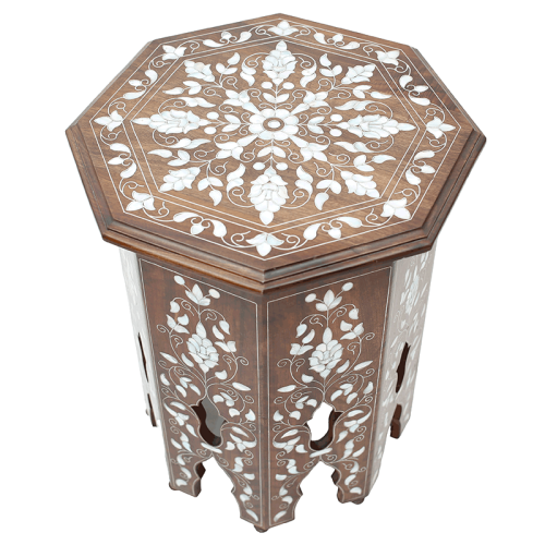 Wooden vintage mother-of-pearl table