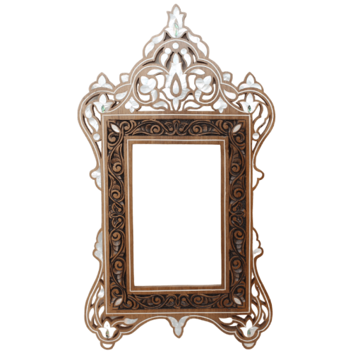 Small handmade wooden mirror frame-Inlaid with mother of pearl.