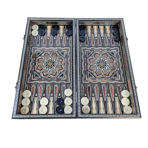 Ornament  Mosaic backgammon inlaid with mother of pearl